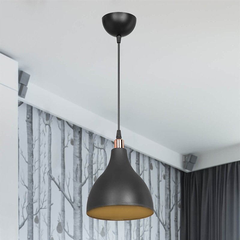 Φωτιστικό οροφής μονόφωτο Lofty pakoworld Ε27 μαύρο Φ18x22εκ 3