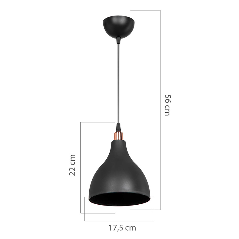 Φωτιστικό οροφής μονόφωτο Lofty pakoworld Ε27 μαύρο Φ18x22εκ 4