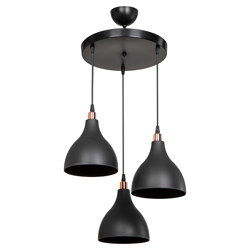 Φωτιστικό οροφής τρίφωτο Lofty pakoworld Ε27 μαύρο Φ40x80εκ 1