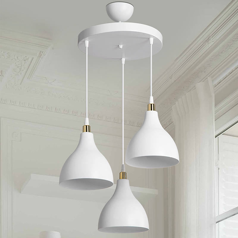 Φωτιστικό οροφής τρίφωτο Lofty pakoworld Ε27 λευκό Φ40x80εκ 3