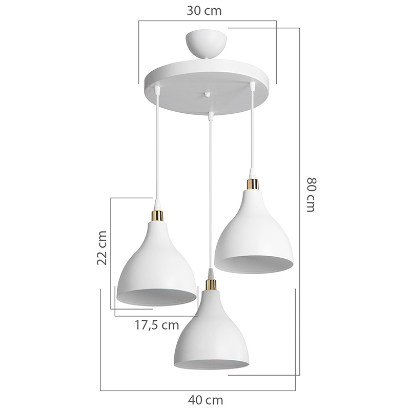 Φωτιστικό οροφής τρίφωτο Lofty pakoworld Ε27 λευκό Φ40x80εκ 4