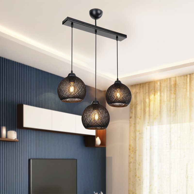 Φωτιστικό οροφής τρίφωτο PWL-0973 II pakoworld Ε27 μαύρο 50x18x85εκ 2