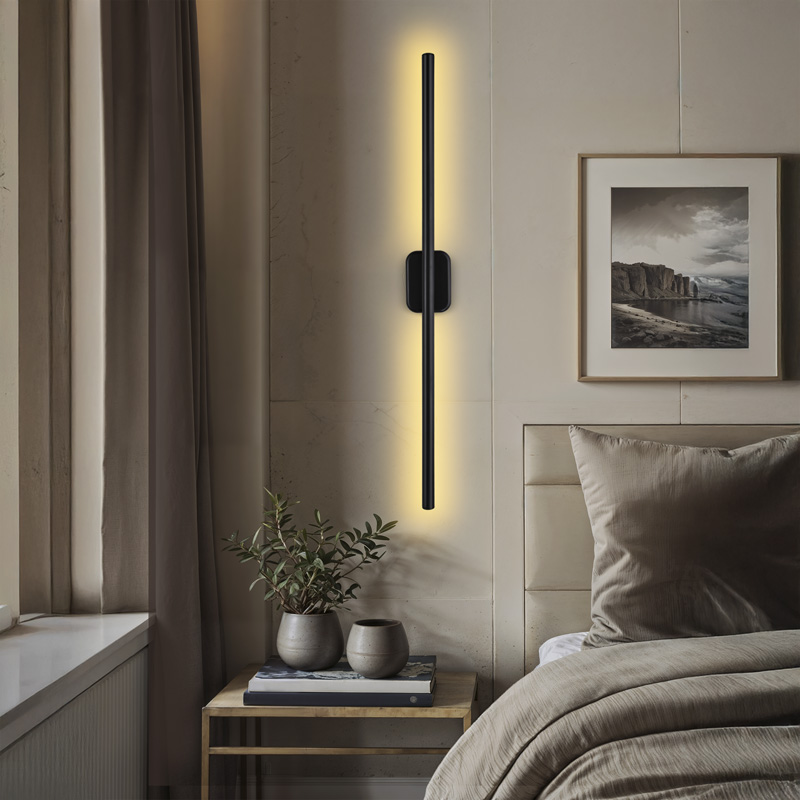 Φωτιστικό τοίχου-απλίκα Senio pakoworld Led μαύρο 75x6x6εκ 2