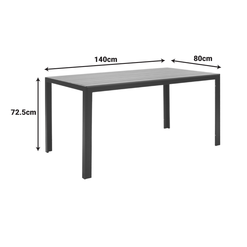 Τραπέζι Nares pakoworld αλουμίνιο ανθρακί-plywood γκρι 140x80x72.5εκ 4