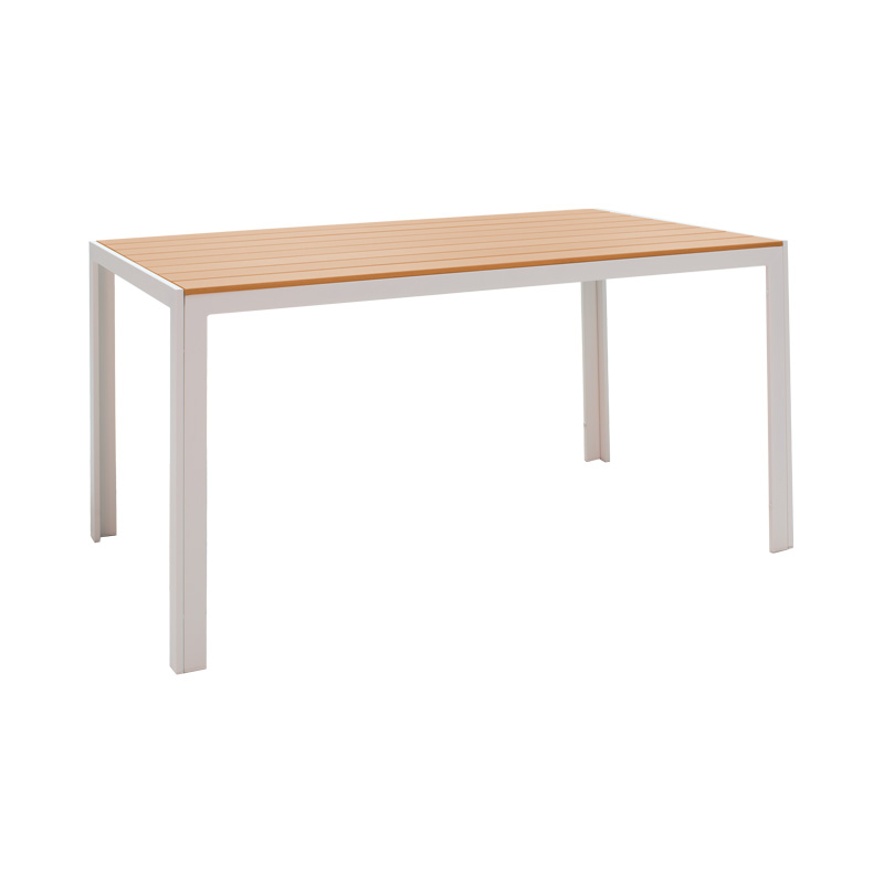 Τραπέζι Nares pakoworld αλουμίνιο λευκό-plywood φυσικό 140x80x72.5εκ 1