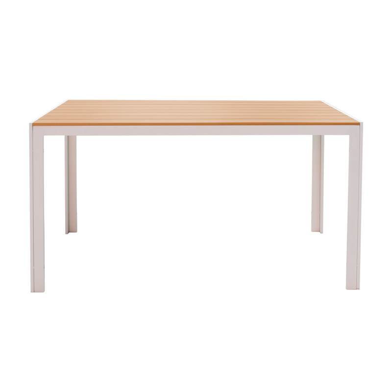 Τραπέζι Nares pakoworld αλουμίνιο λευκό-plywood φυσικό 140x80x72.5εκ 2