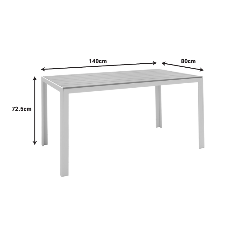 Τραπέζι Nares pakoworld αλουμίνιο λευκό-plywood φυσικό 140x80x72.5εκ 4