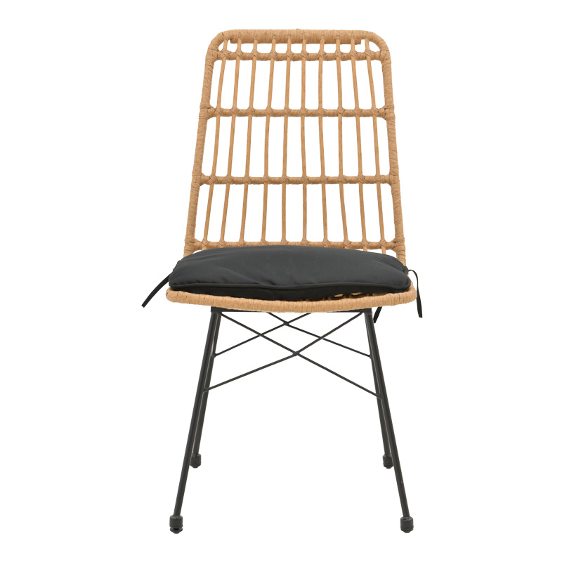 Καρέκλα Naoki pakoworld rattan σε φυσική απόχρωση με μαύρο μαξιλάρι και μεταλλικό μαύρο πόδι 45.5x59.5x89εκ 6