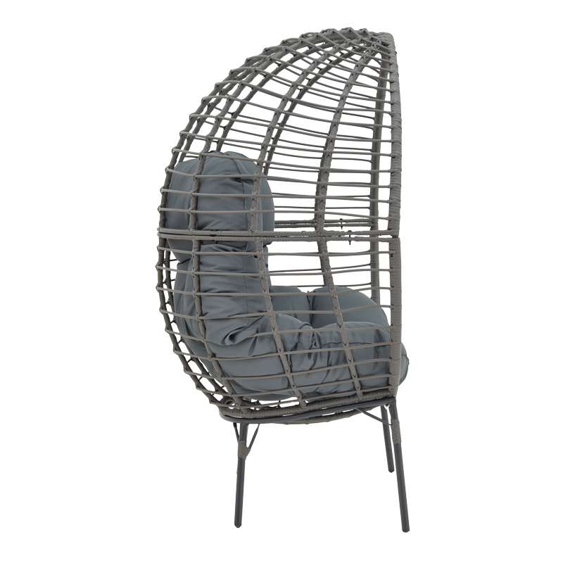 Πολυθρόνα Nestie pakoworld wicker rattan γκρι-μεταλλικό γκρι πόδι-γκρι μαξιλάρι 102x80x155εκ 4