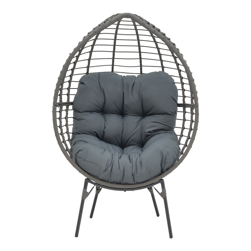 Πολυθρόνα Nestie pakoworld wicker rattan γκρι-μεταλλικό γκρι πόδι-γκρι μαξιλάρι 102x80x155εκ 5