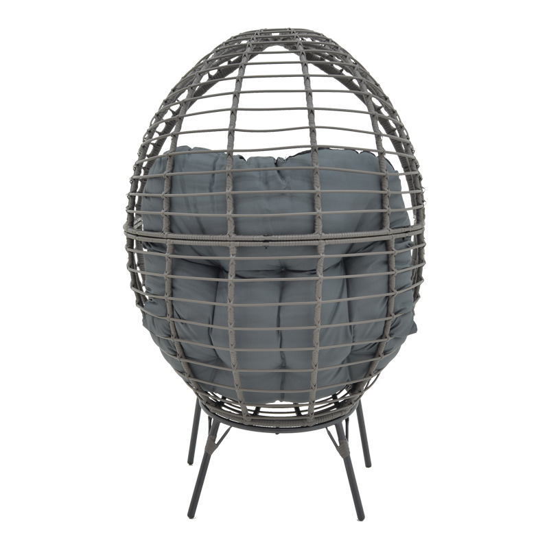 Πολυθρόνα Nestie pakoworld wicker rattan γκρι-μεταλλικό γκρι πόδι-γκρι μαξιλάρι 102x80x155εκ 6