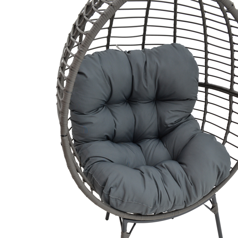 Πολυθρόνα Nestie pakoworld wicker rattan γκρι-μεταλλικό γκρι πόδι-γκρι μαξιλάρι 102x80x155εκ 7