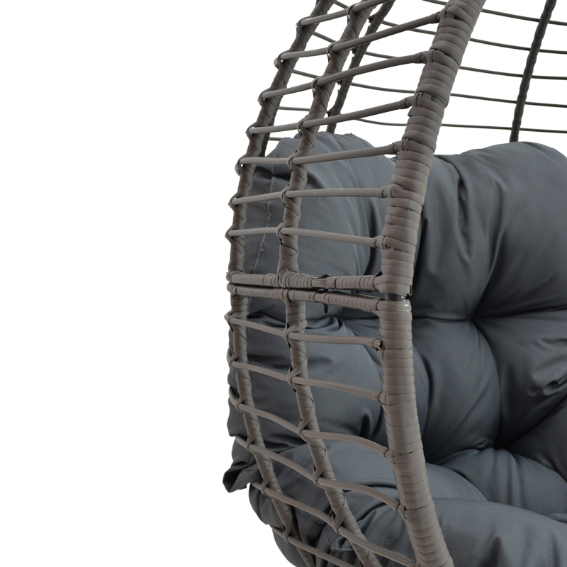 Πολυθρόνα Nestie pakoworld wicker rattan γκρι-μεταλλικό γκρι πόδι-γκρι μαξιλάρι 102x80x155εκ 8