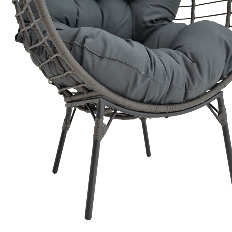 Πολυθρόνα Nestie pakoworld wicker rattan γκρι-μεταλλικό γκρι πόδι-γκρι μαξιλάρι 102x80x155εκ 9