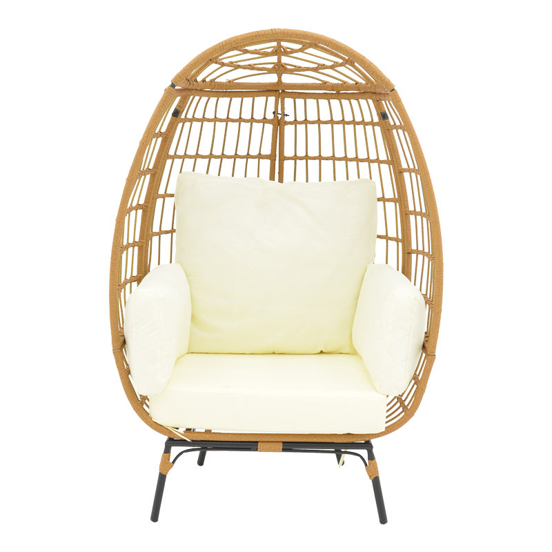 Πολυθρόνα Frox pakoworld wicker rattan φυσικό-μεταλλικό φυσικό-μαύρο πόδι-μπεζ μαξιλάρι 96x76x145εκ 4