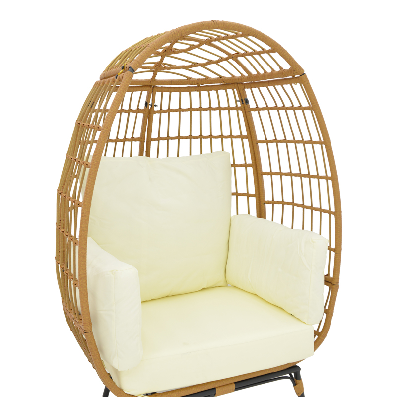 Πολυθρόνα Frox pakoworld wicker rattan φυσικό-μεταλλικό φυσικό-μαύρο πόδι-μπεζ μαξιλάρι 96x76x145εκ 5