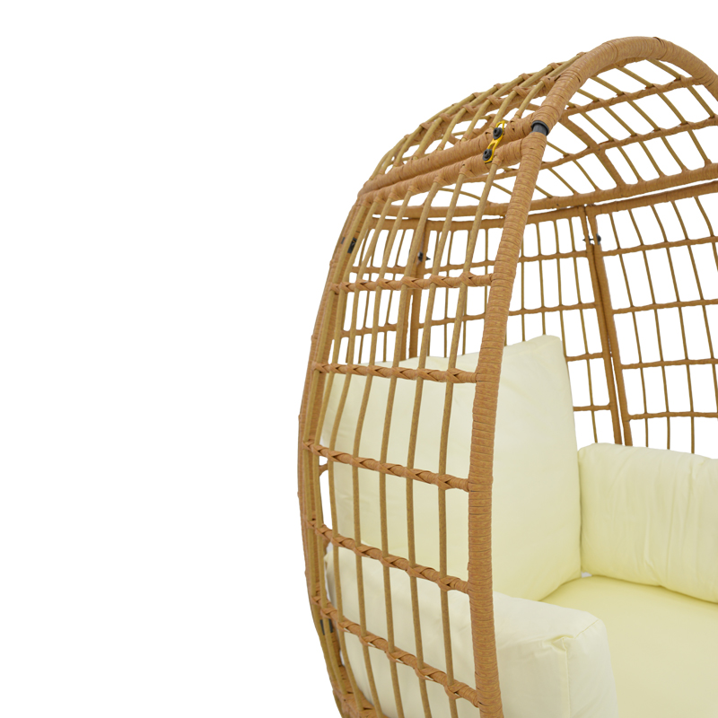 Πολυθρόνα Frox pakoworld wicker rattan φυσικό-μεταλλικό φυσικό-μαύρο πόδι-μπεζ μαξιλάρι 96x76x145εκ 6