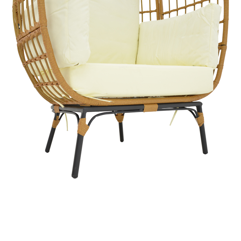 Πολυθρόνα Frox pakoworld wicker rattan φυσικό-μεταλλικό φυσικό-μαύρο πόδι-μπεζ μαξιλάρι 96x76x145εκ 7