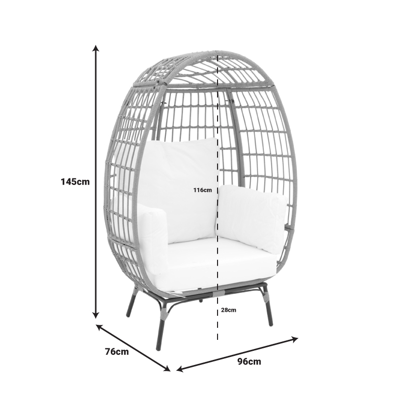 Πολυθρόνα Frox pakoworld wicker rattan φυσικό-μεταλλικό φυσικό-μαύρο πόδι-μπεζ μαξιλάρι 96x76x145εκ 8