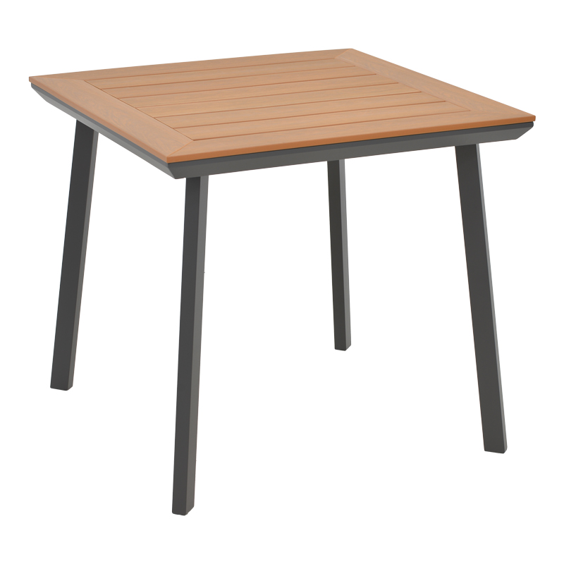 Τραπέζι Synergy pakoworld αλουμίνιο ανθρακί-plywood φυσικό 80x80x74εκ 3