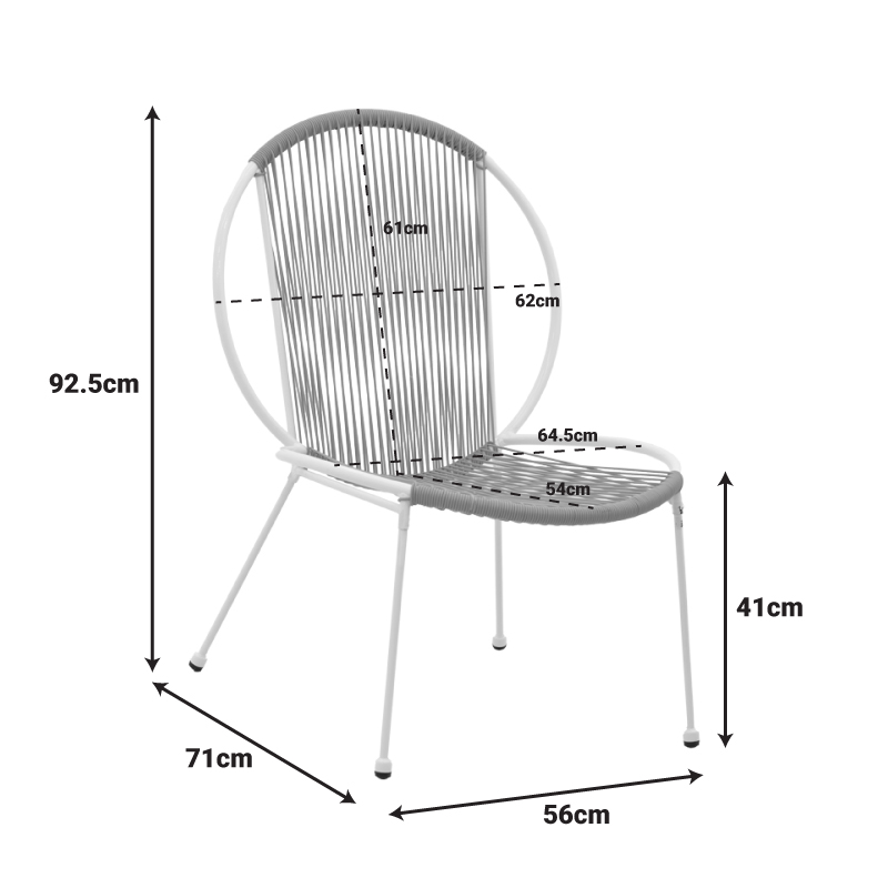 Καρέκλα Dapper pakoworld λευκό μέταλλο-pe φυσικό 64.5x71x92.5εκ 2