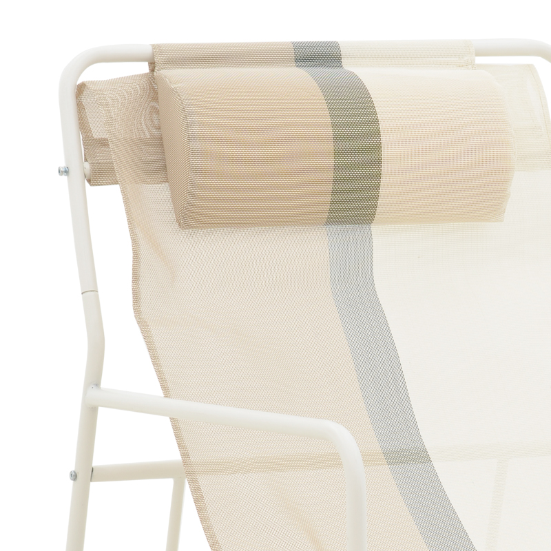 Σεζλόνγκ Feisty pakoworld αλουμίνιο λευκό-textilene γκρι-εκρού-μαξιλάρι 65x83x86εκ 5