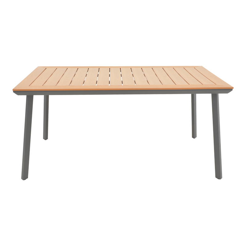 Τραπέζι Griffith pakoworld ανθρακί αλουμίνιο και plywood σε φυσική απόχρωση 160x90x74εκ 2