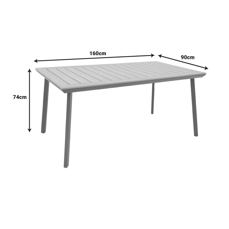 Τραπέζι Griffith pakoworld ανθρακί αλουμίνιο και plywood σε φυσική απόχρωση 160x90x74εκ 5