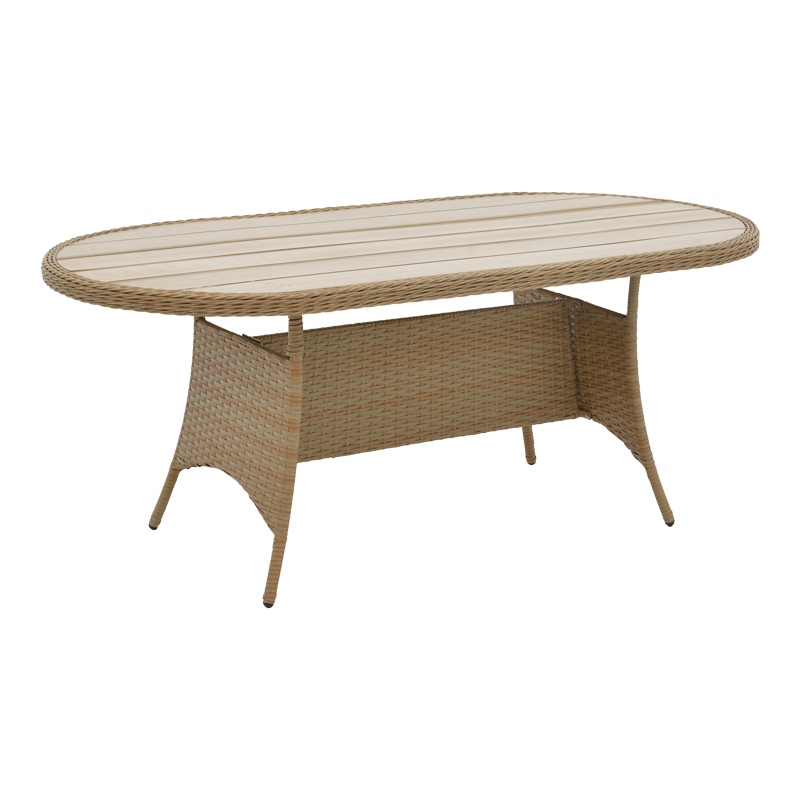 Τραπέζι Keir pakoworld rattan-αλουμίνιο καφέ 180x90x72εκ 1