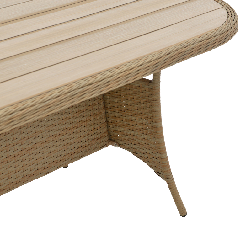 Tραπεζαρία Hadrian-Keir pakoworld σετ 7τεμ καφέ rattan-μπεζ textilene-καφέ αλουμίνιο 180x90x72εκ 8