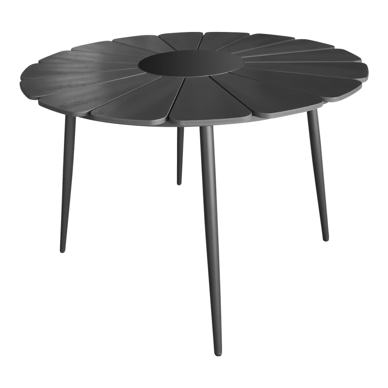 Τραπέζι Pinap pakoworld μαύρο αλουμίνιο και plywood σε μαύρη απόχρωση Φ110x74εκ 1