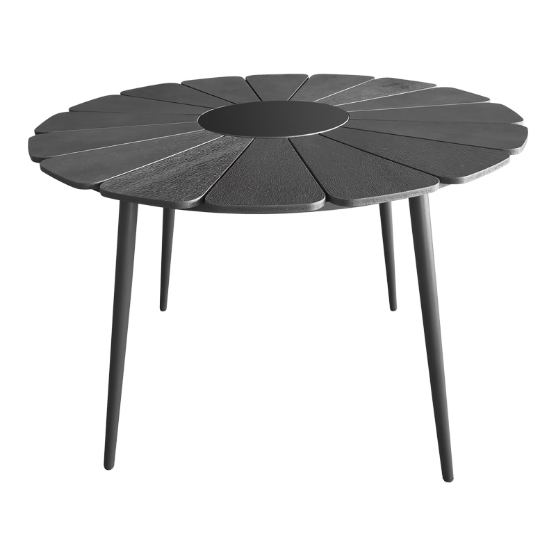 Τραπέζι Pinap pakoworld μαύρο αλουμίνιο και plywood σε μαύρη απόχρωση Φ110x74εκ 2