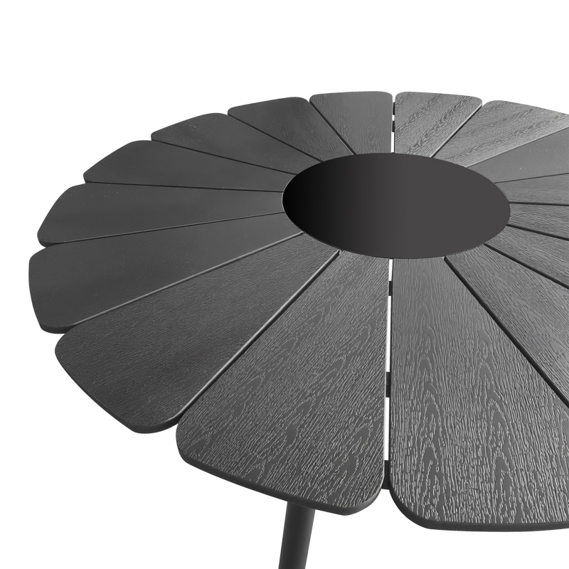 Τραπέζι Pinap pakoworld μαύρο αλουμίνιο και plywood σε μαύρη απόχρωση Φ110x74εκ 3