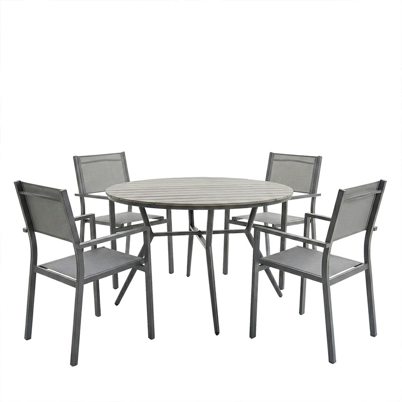 Τραπεζαρία Appa-Moly σετ 5τεμ pakoworld αλουμίνιο και plywood σε ανθρακί απόχρωση Φ120x74εκ 2