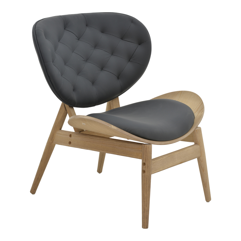 Πολυθρόνα relax Udalle pakoworld μασίφ ξύλο καρυδί-PU μάυρο 77x70x82εκ 1