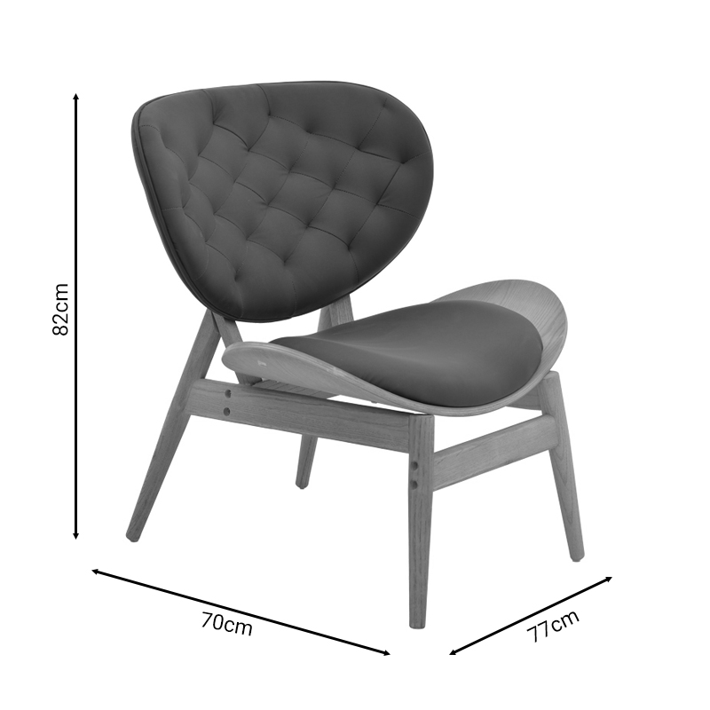 Πολυθρόνα relax Udalle pakoworld μασίφ ξύλο καρυδί-PU μάυρο 77x70x82εκ 7