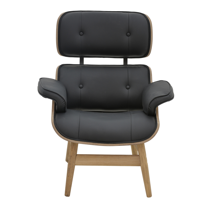 Πολυθρόνα relax Mirto pakoworld μασίφ ξύλο καρυδί -PU μαύρο 80x80x96.5εκ 4