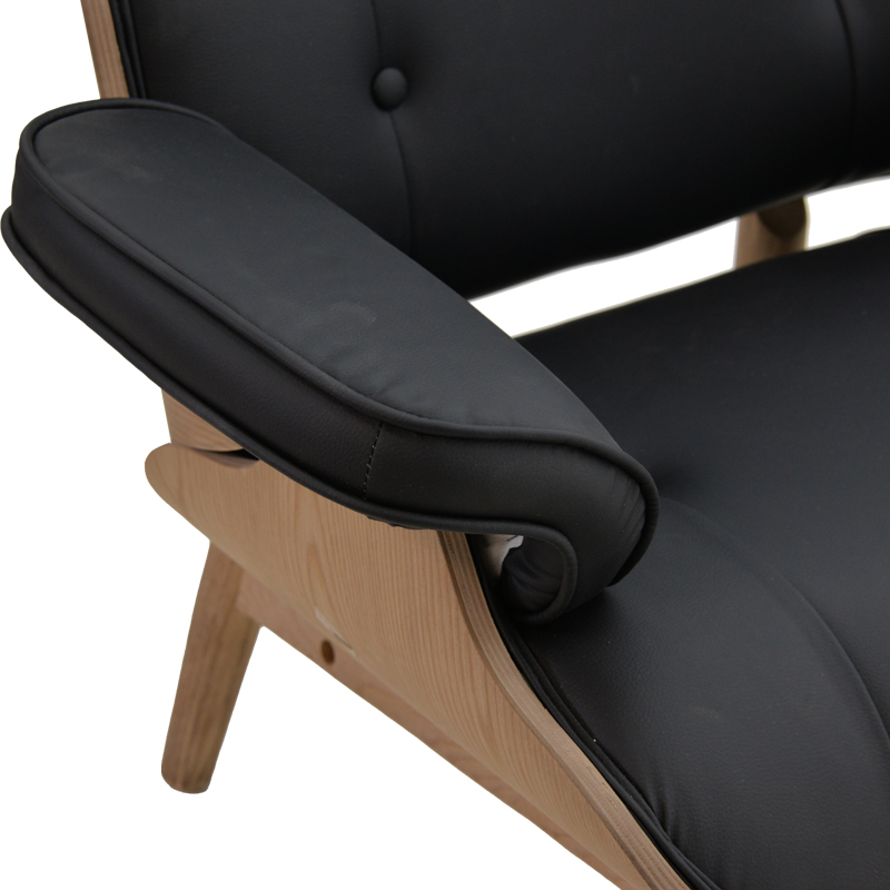 Πολυθρόνα relax Mirto pakoworld μασίφ ξύλο καρυδί -PU μαύρο 80x80x96.5εκ 7