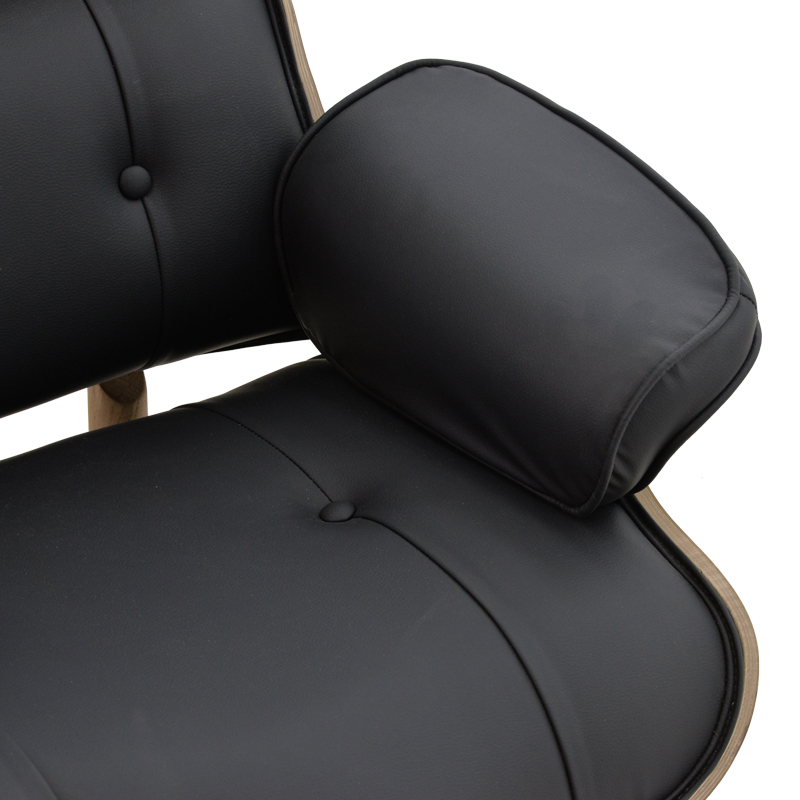 Πολυθρόνα relax Mirto pakoworld μασίφ ξύλο καρυδί -PU μαύρο 80x80x96.5εκ 8