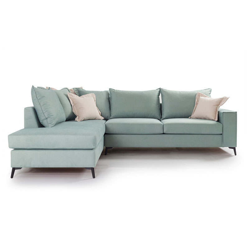 Γωνιακός καναπές δεξιά γωνία Romantic pakoworld ύφασμα Ciel-Cream 290x235x95εκ 3