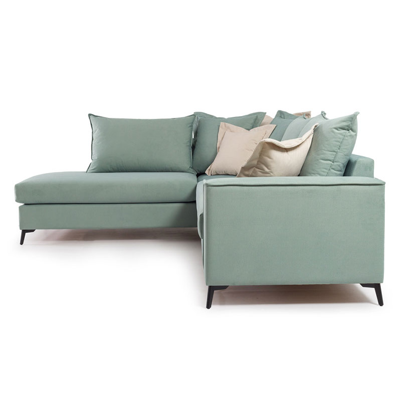 Γωνιακός καναπές δεξιά γωνία Romantic pakoworld ύφασμα Ciel-Cream 290x235x95εκ 4