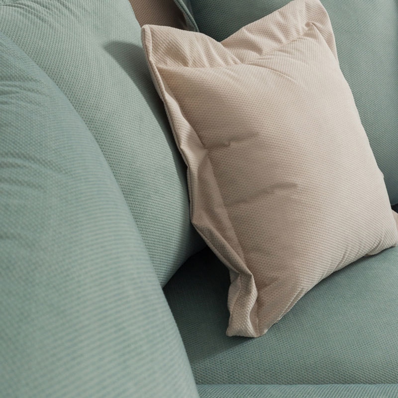 Γωνιακός καναπές δεξιά γωνία Romantic pakoworld ύφασμα Ciel-Cream 290x235x95εκ 6