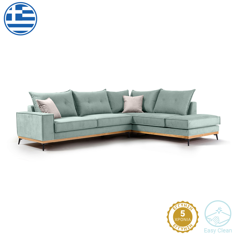 Γωνιακός καναπές αριστερή γωνία Luxury II pakoworld ύφασμα ciel-cream 290x235x95εκ 2