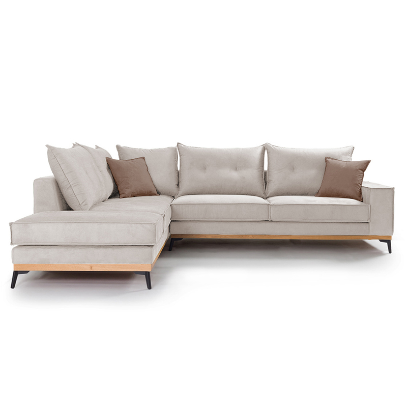 Γωνιακός καναπές δεξιά γωνία Luxury II pakoworld ύφασμα cream-mocha 290x235x95εκ 3