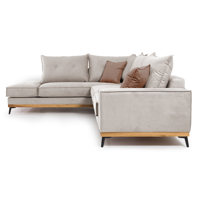 Γωνιακός καναπές δεξιά γωνία Luxury II pakoworld ύφασμα cream-mocha 290x235x95εκ 4