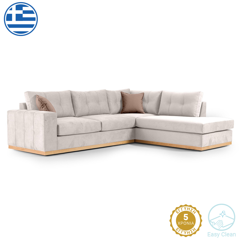 Γωνιακός καναπές αριστερή γωνία Boston pakoworld ύφασμα cream-mocha 280x225x90εκ 2