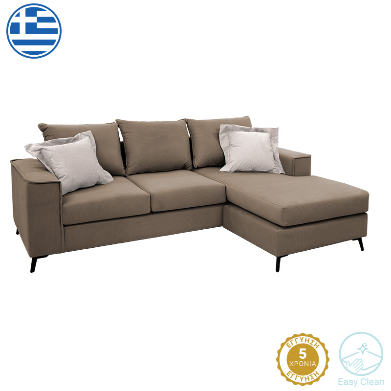 Γωνιακός καναπές Fabulous pakoworld αναστρέψιμος ύφασμα mocha-cream 240x165x95εκ 2