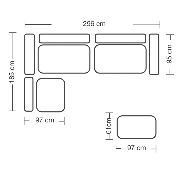 Πολυμορφικός-αναστρέψιμος καναπές London pakoworld ποντικί χρώμα ύφασμα με μαξιλάρια σε απόχρωση ανοιχτό γκρι 296x246x95εκ 10