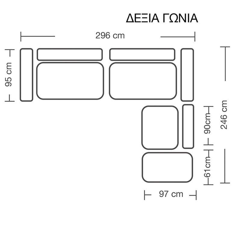 Πολυμορφικός-αναστρέψιμος καναπές London pakoworld ποντικί χρώμα ύφασμα με μαξιλάρια σε απόχρωση ανοιχτό γκρι 296x246x95εκ 8
