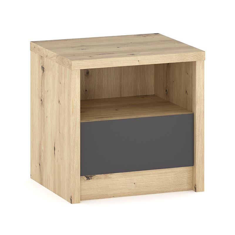 Κομοδίνο Lavinia pakoworld ανθρακί-sonoma 46.5x39.5x45.5εκ 1